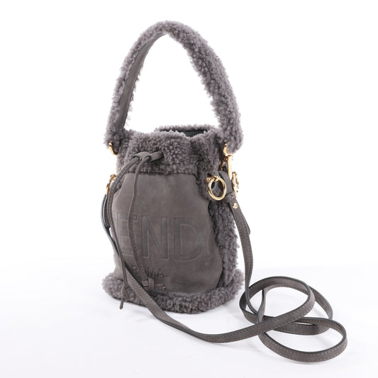 Fendi Mon Tresor Mini Mouton 2Way Shoulder Bag in Gray 8BS010