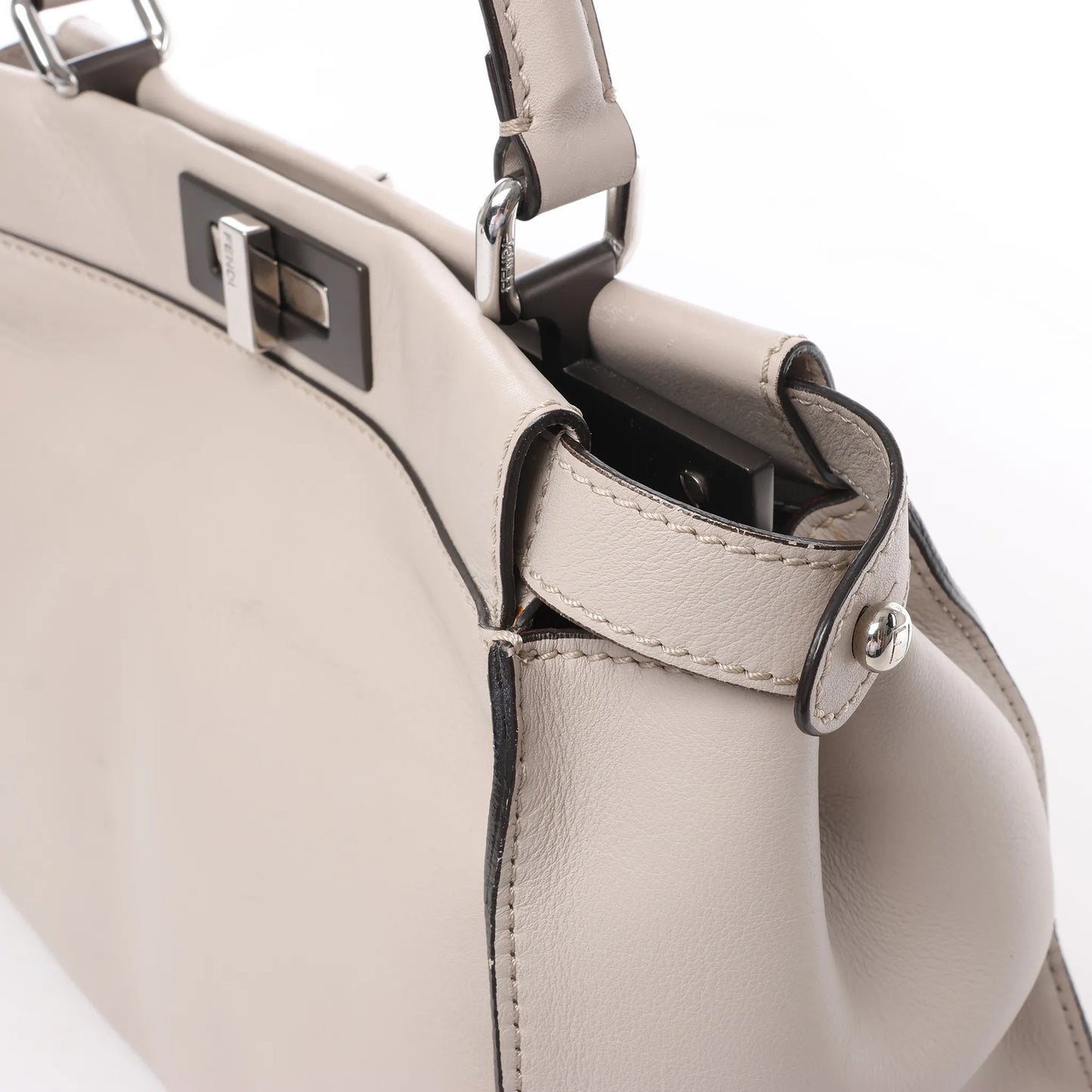 Fendi Peekaboo Regular Leather 2Way Handbag in Light Greige 8BN290