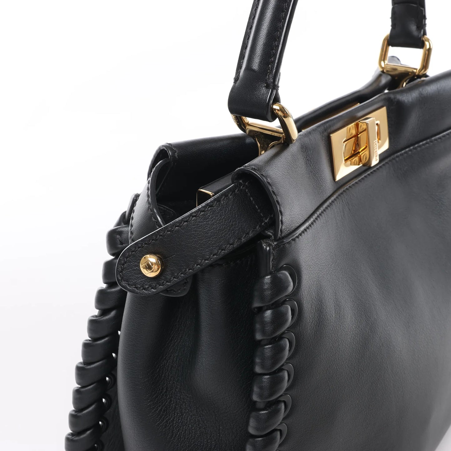 Fendi Peekaboo Regular Leather 2Way Handbag in Black 8BN290