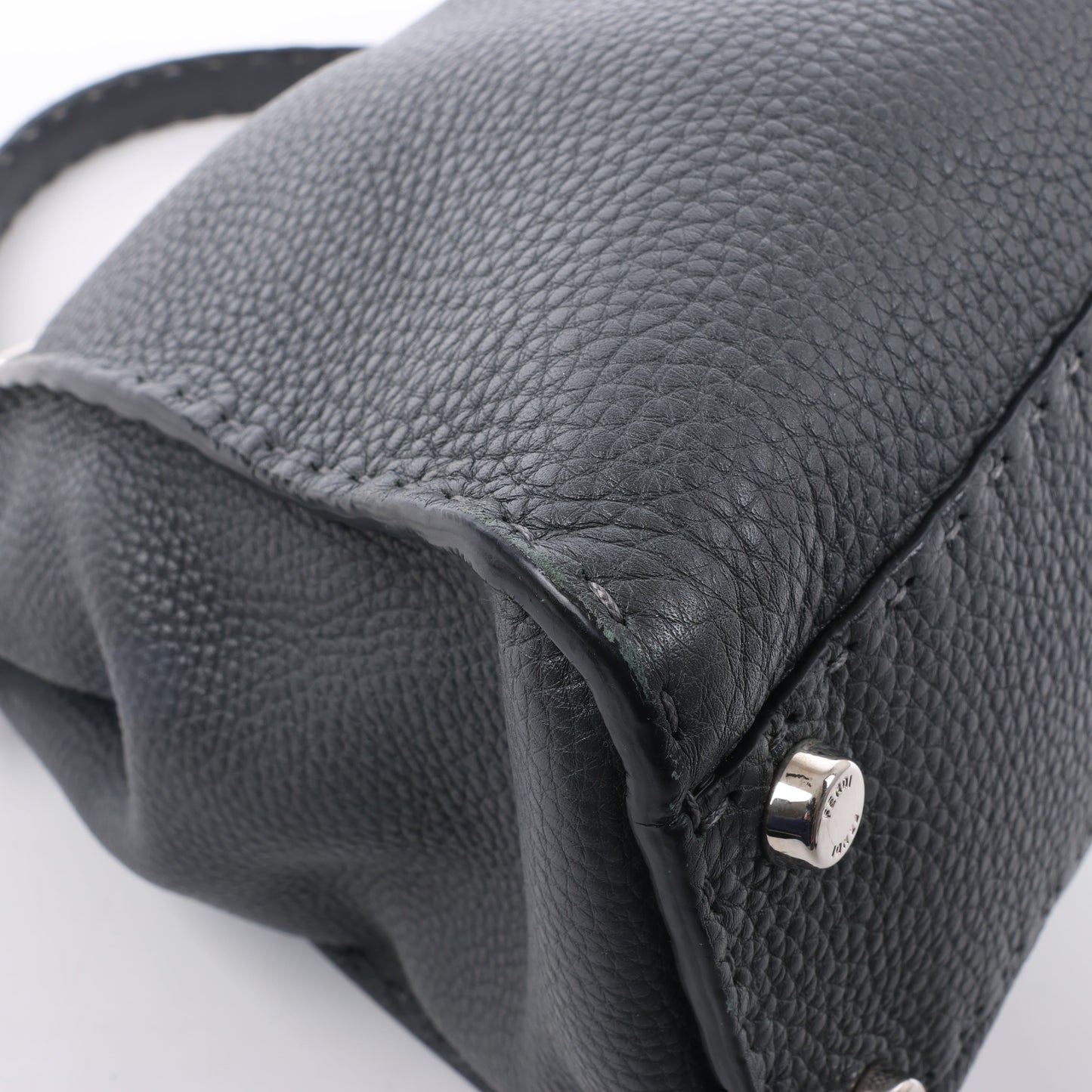 Fendi Peekaboo Regular Selleria Leather 2Way Handbag in Gray 8BN226