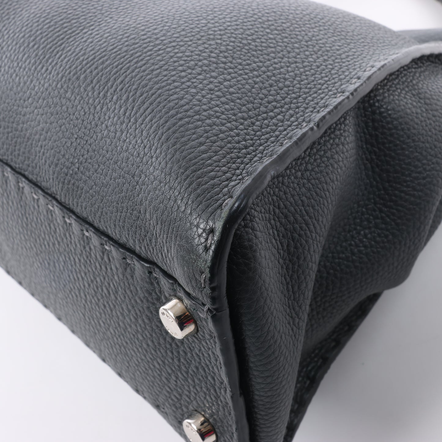 Fendi Peekaboo Regular Selleria Leather 2Way Handbag in Gray 8BN226