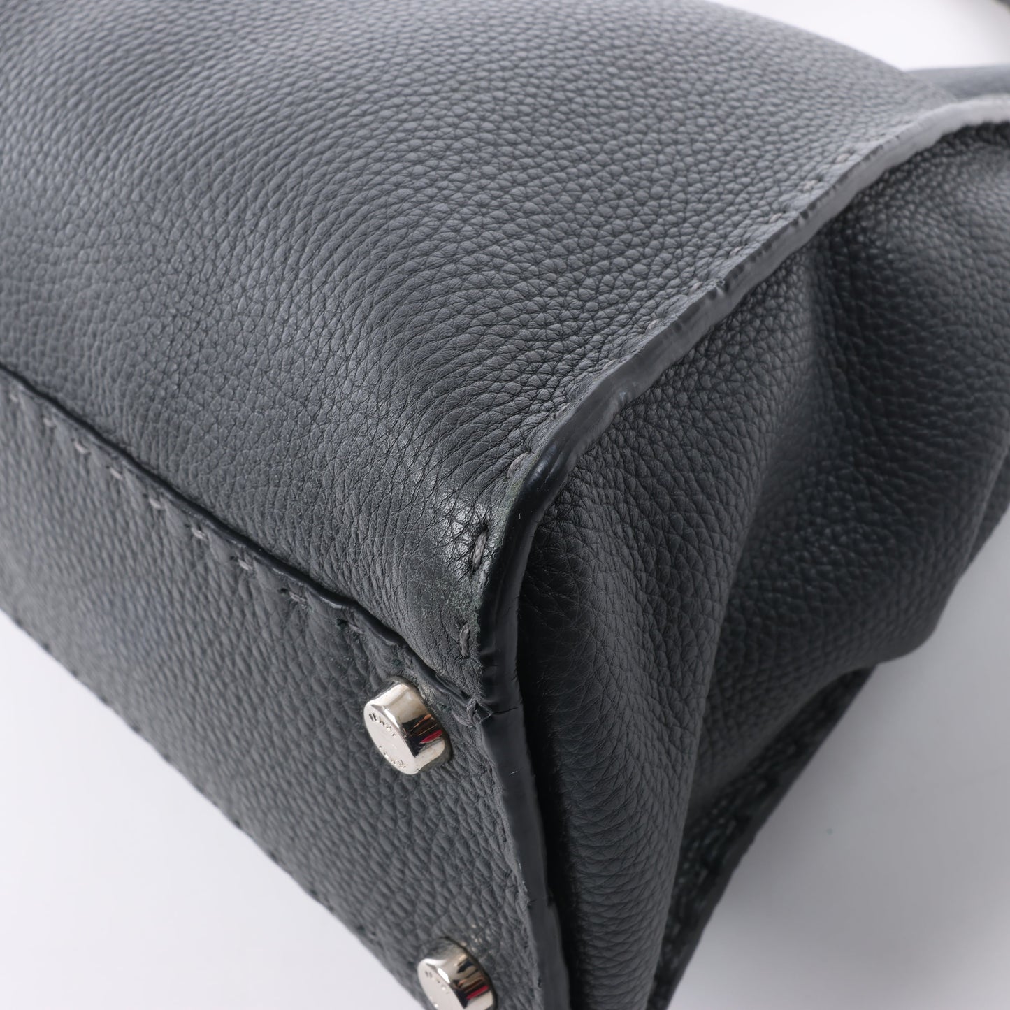 Fendi Peekaboo Regular Selleria Leather 2Way Handbag in Gray 8BN226