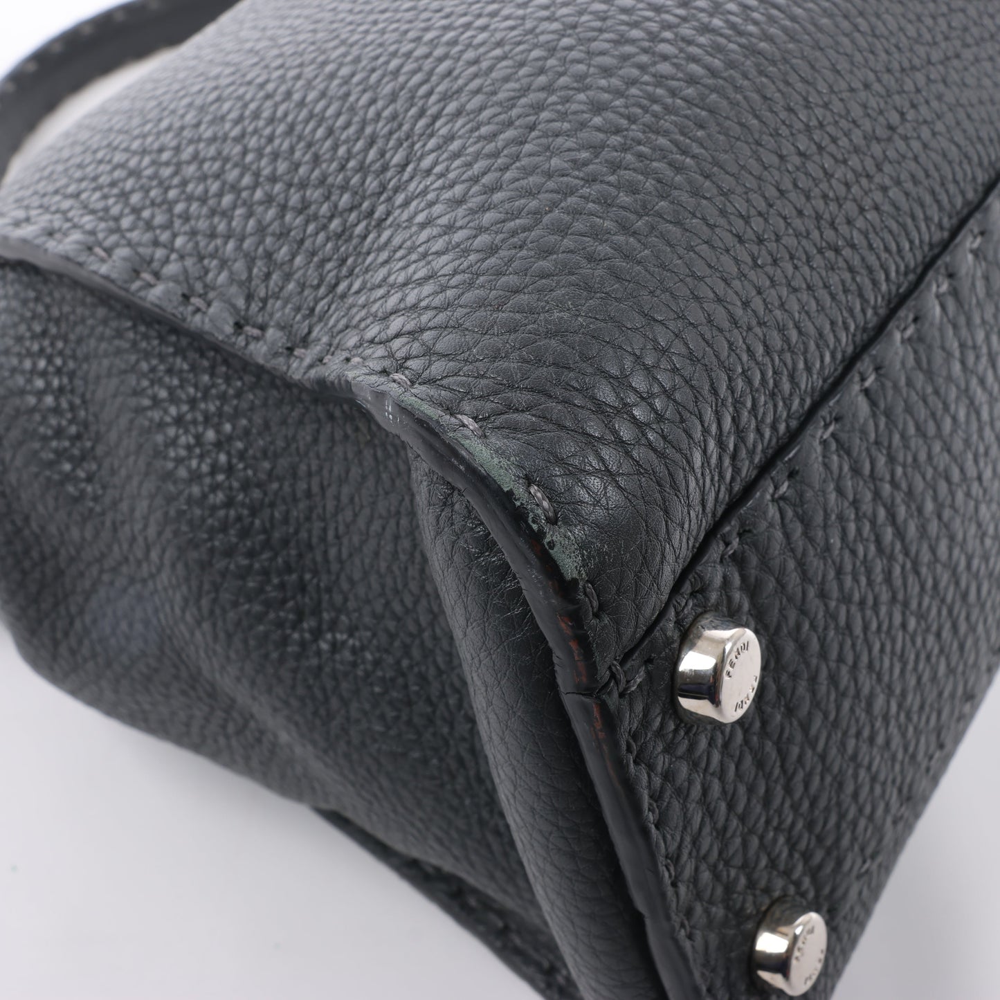 Fendi Peekaboo Regular Selleria Leather 2Way Handbag in Gray 8BN226