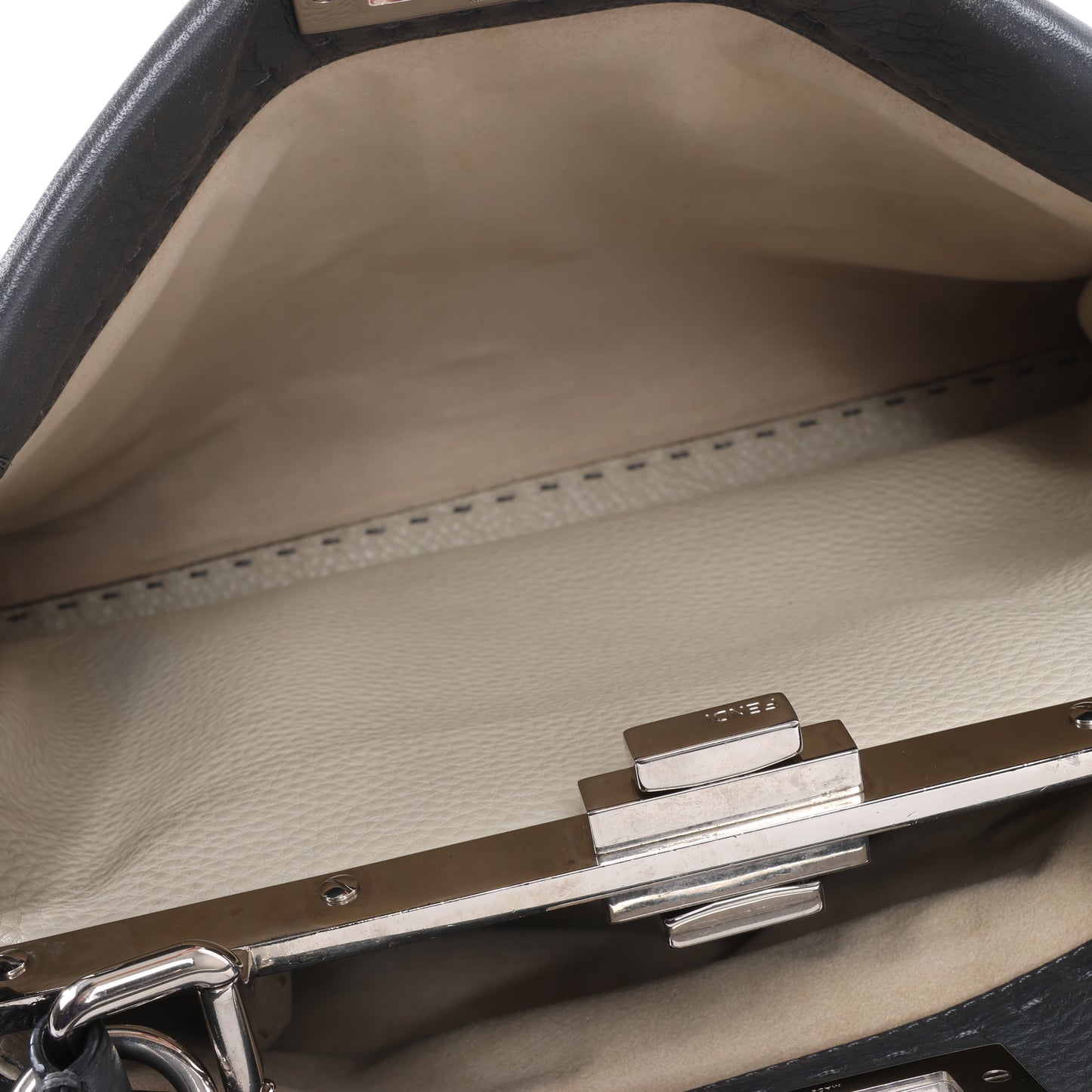 Fendi Peekaboo Regular Selleria Leather 2Way Handbag in Gray 8BN226