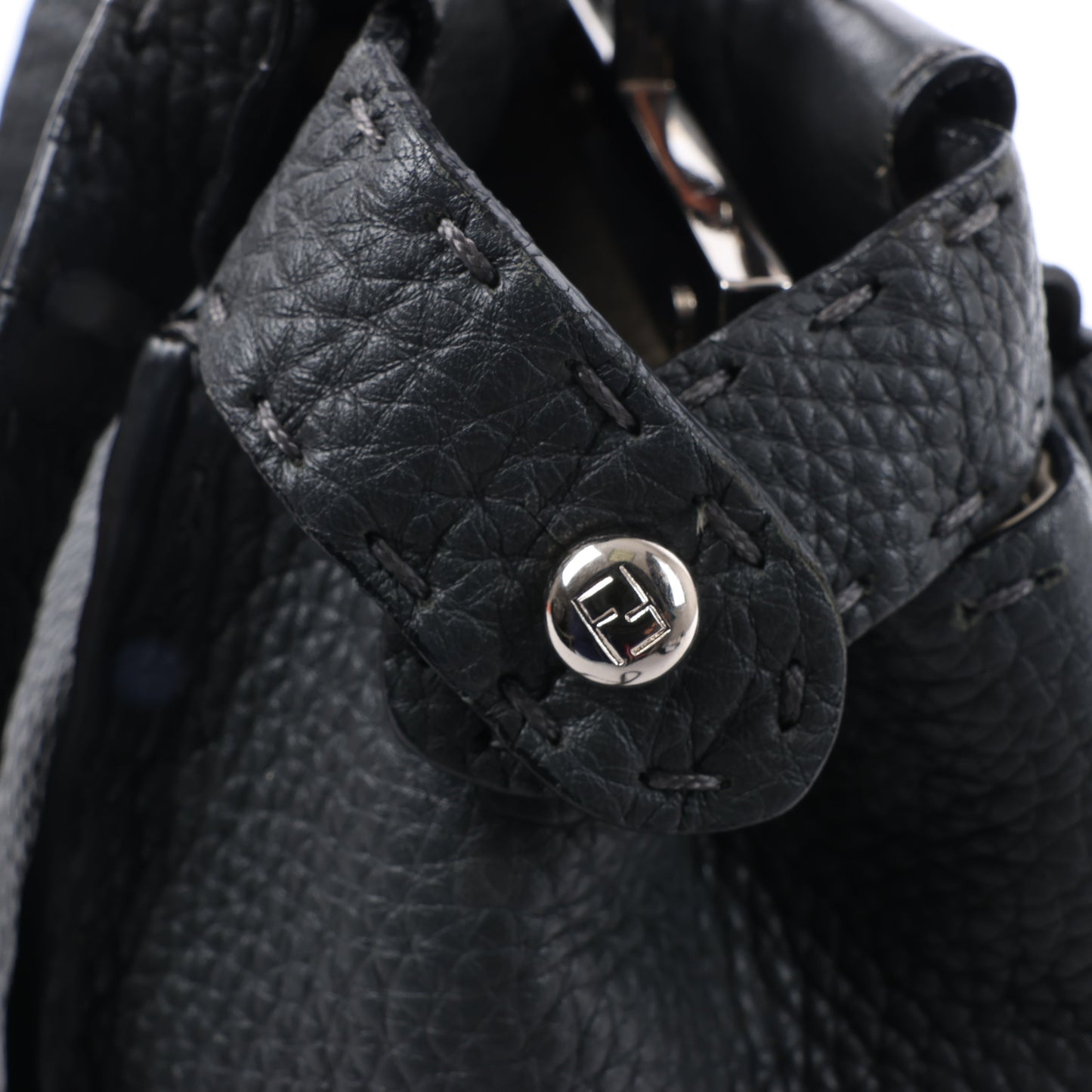Fendi Peekaboo Regular Selleria Leather 2Way Handbag in Gray 8BN226
