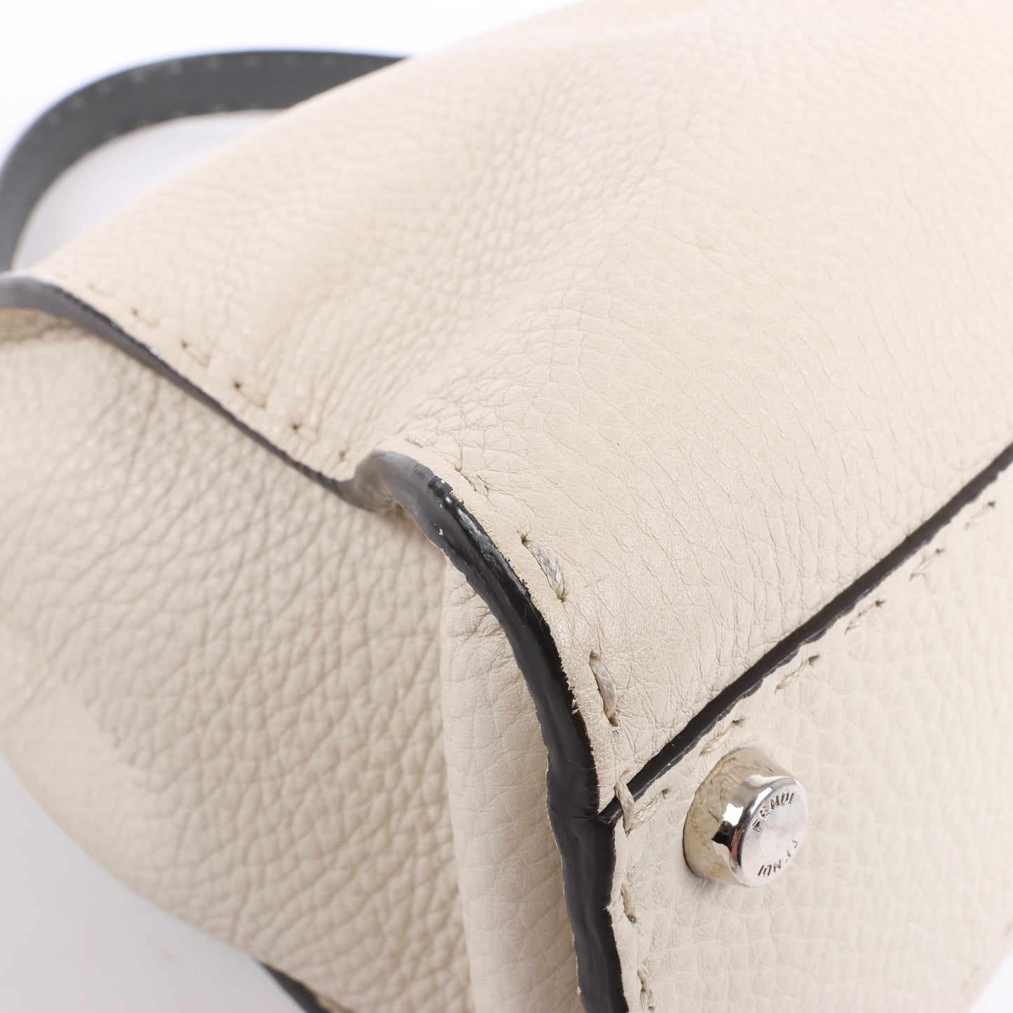 Fendi Peekaboo Regular Selleria Leather 2Way Handbag in Beige 8BN290