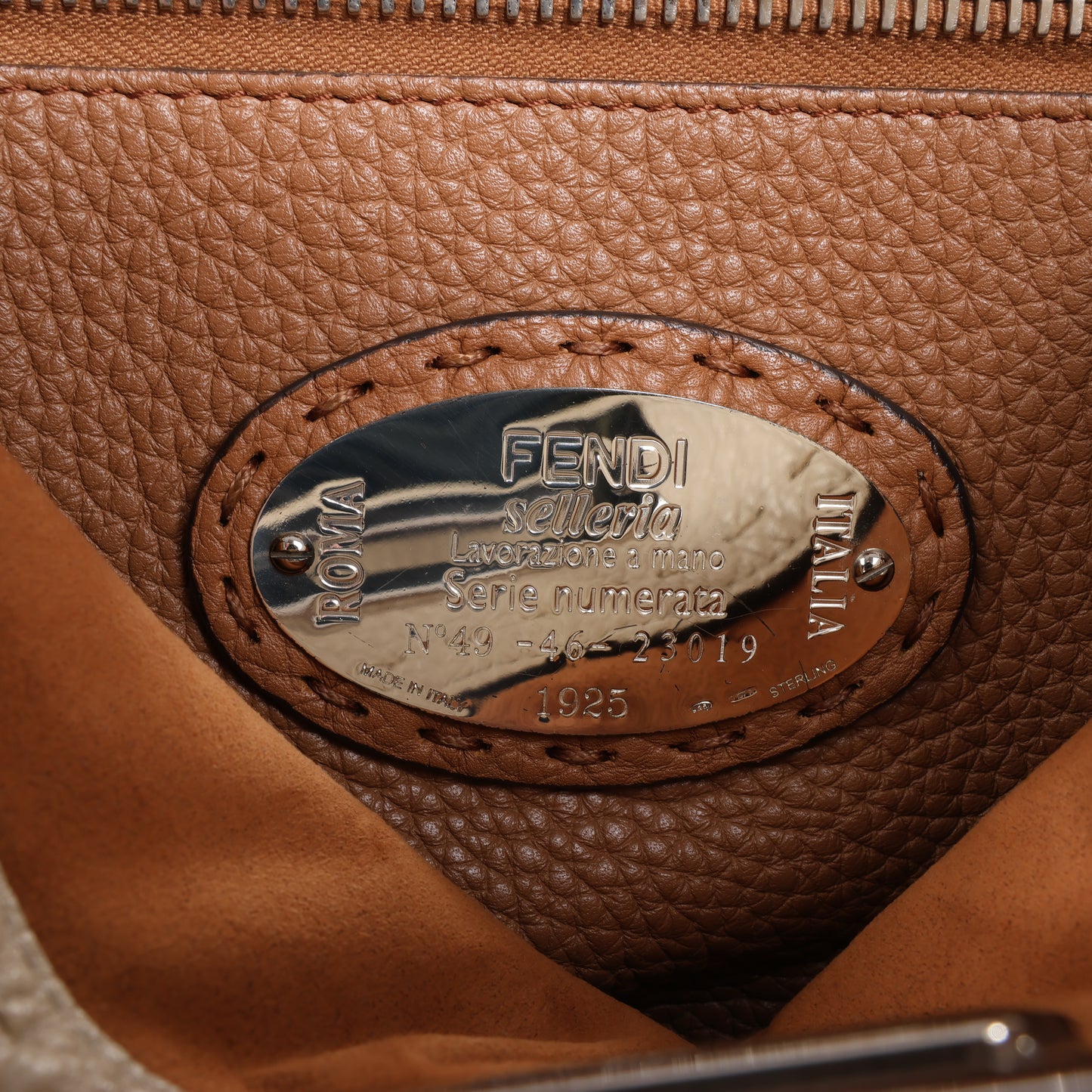Fendi Peekaboo Regular Selleria Leather 2Way Handbag in Beige 8BN290