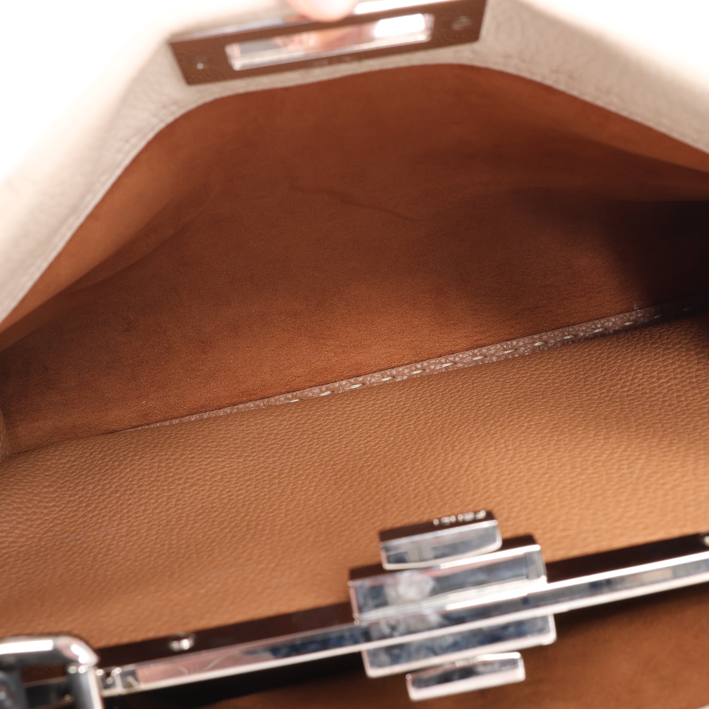 Fendi Peekaboo Regular Selleria Leather 2Way Handbag in Beige 8BN290