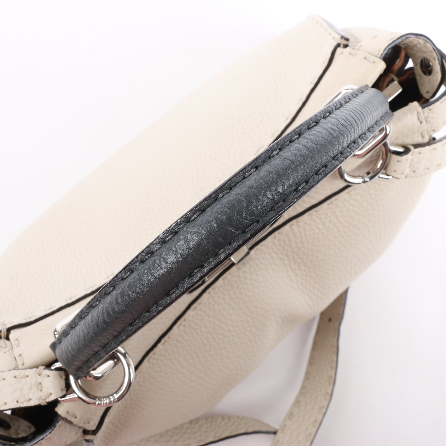 Fendi Peekaboo Regular Selleria Leather 2Way Handbag in Beige 8BN290