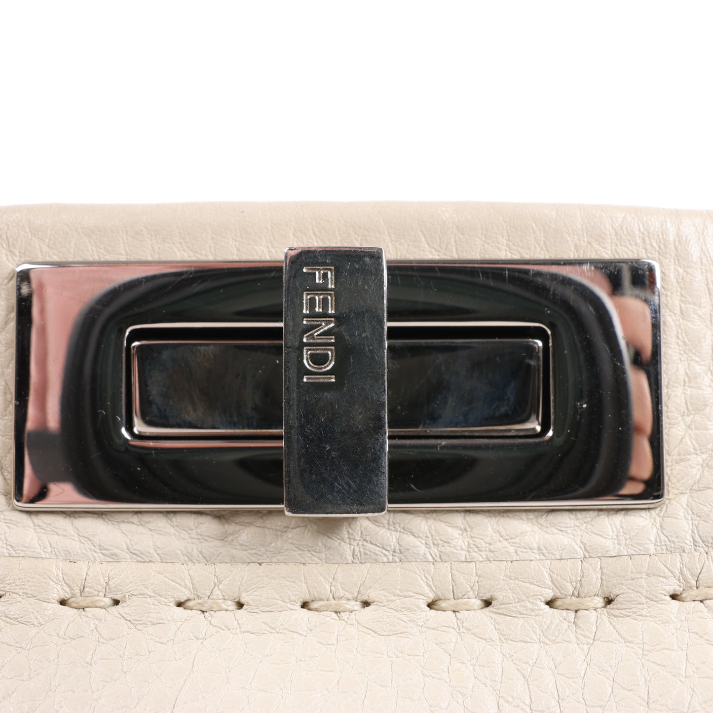 Fendi Peekaboo Regular Selleria Leather 2Way Handbag in Beige 8BN290