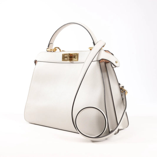 Fendi Peekaboo Medium Leather 2Way Handbag in Gray 8BN321