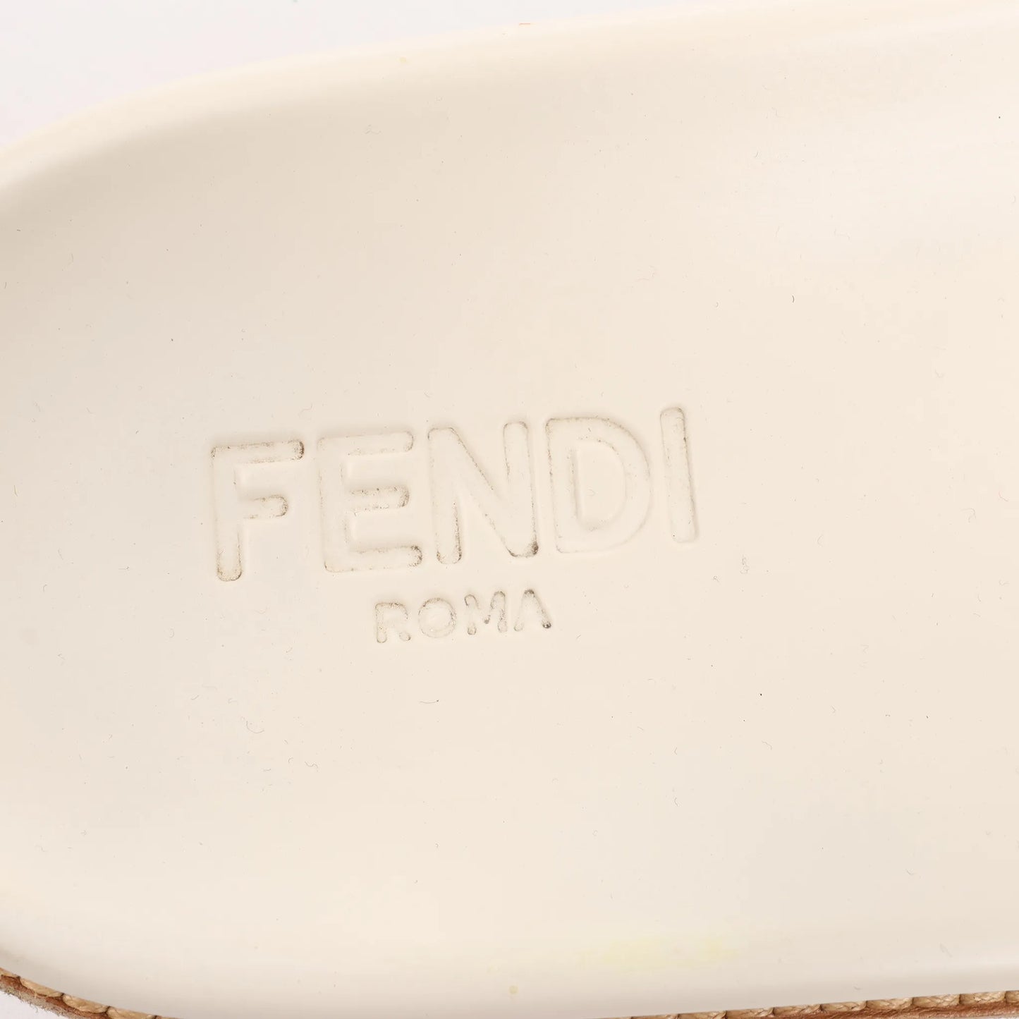 Fendi Rubber Slide Sandals in Ecru, Size 46 EU
