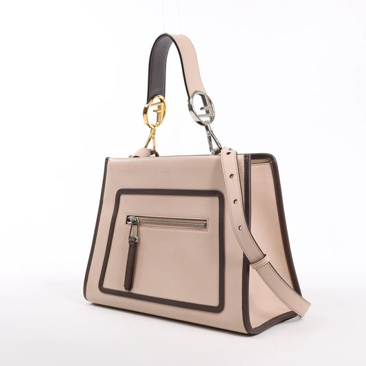 Fendi Runaway 2-Wege-Handtasche aus Leder in Puderbeige 8BH344
