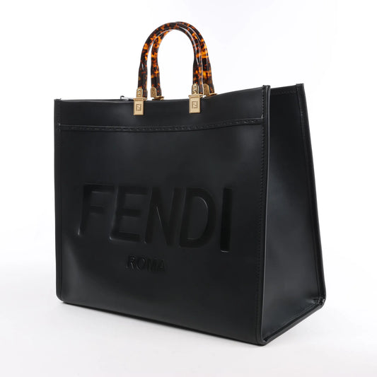 Fendi Sunshine Große Lederhandtasche in Schwarz 8BH372