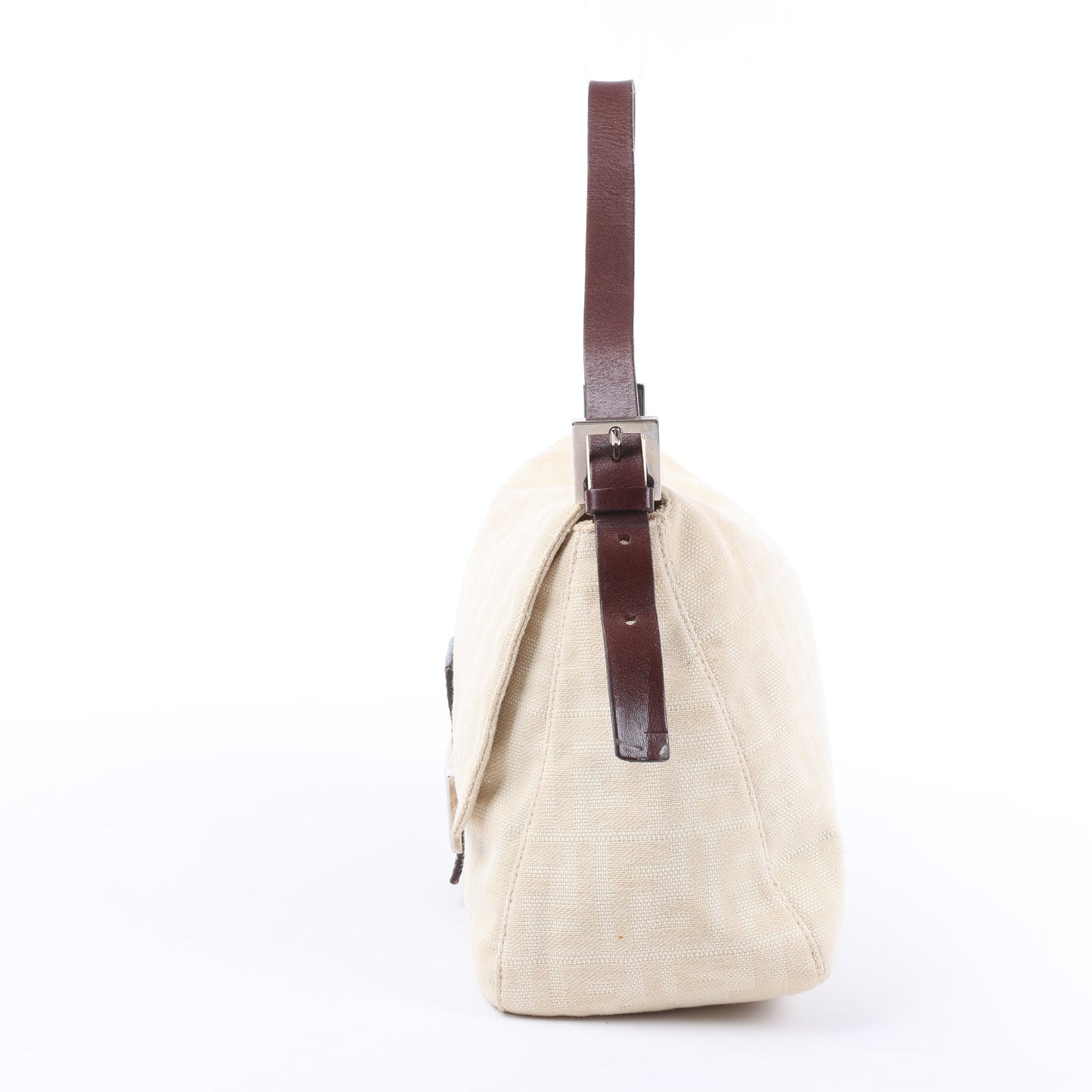 FENDI Mamma Baguette Zucchino Canvas & Leather Shoulder bag in Beige 26325