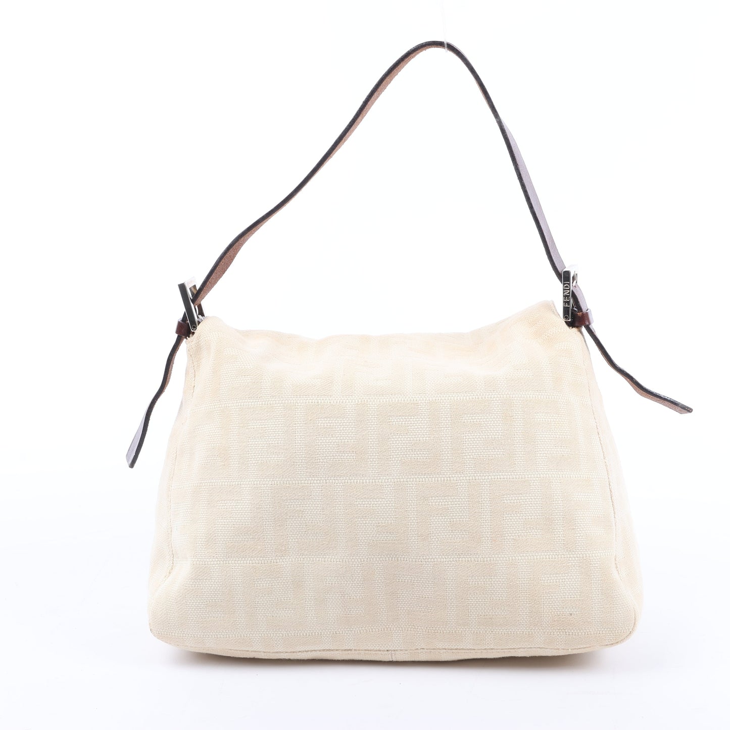 FENDI Mamma Baguette Zucchino Canvas & Leather Shoulder bag in Beige 26325