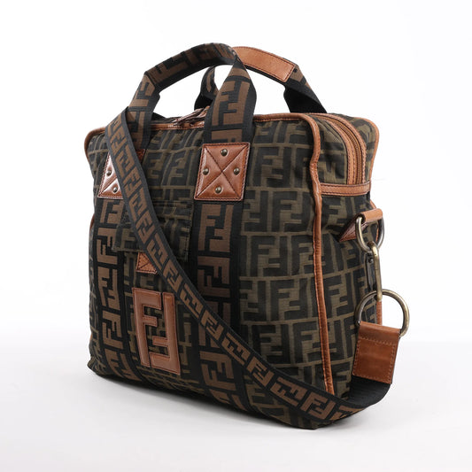 FENDI Zucca Canvas x Leather 2Way Handbag in Brown 7VA158