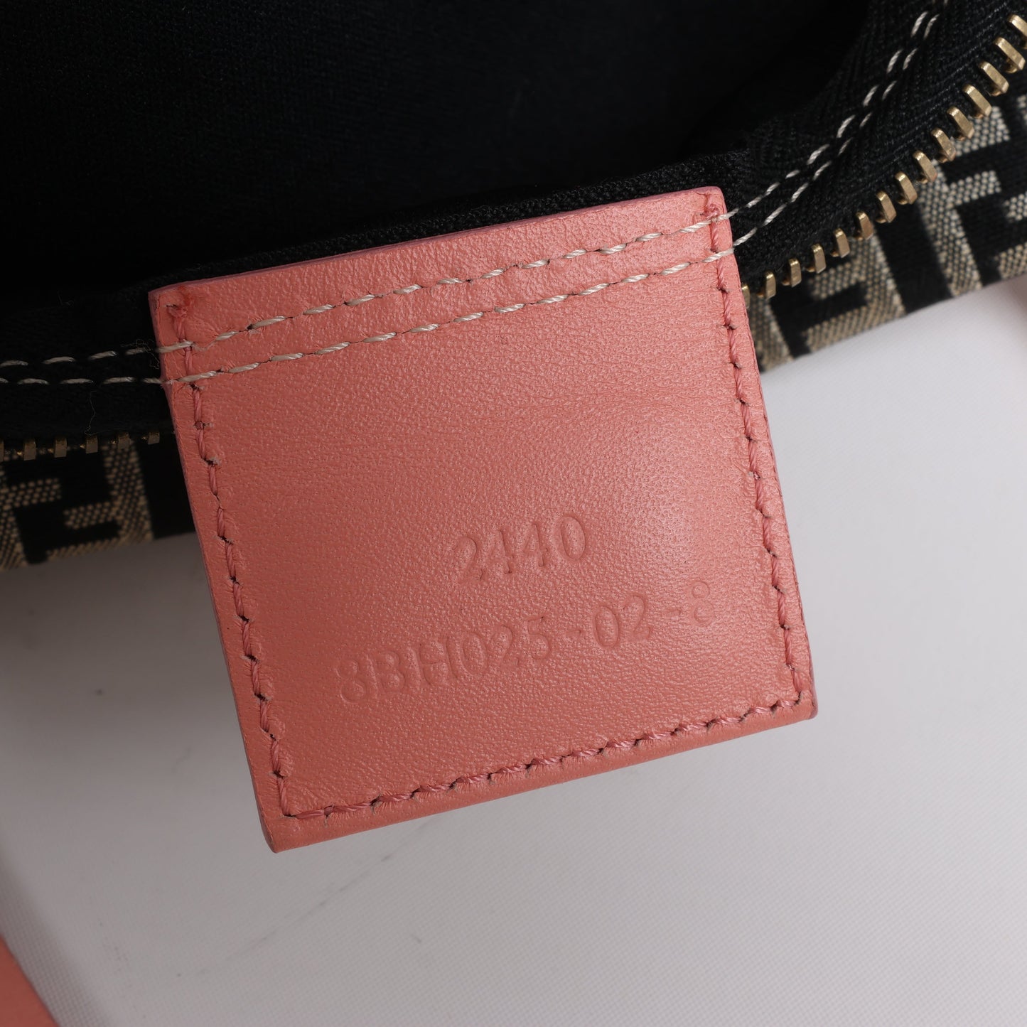 FENDI Zucchino Canvas & Leather Shoulder Bag in Brown x Pink