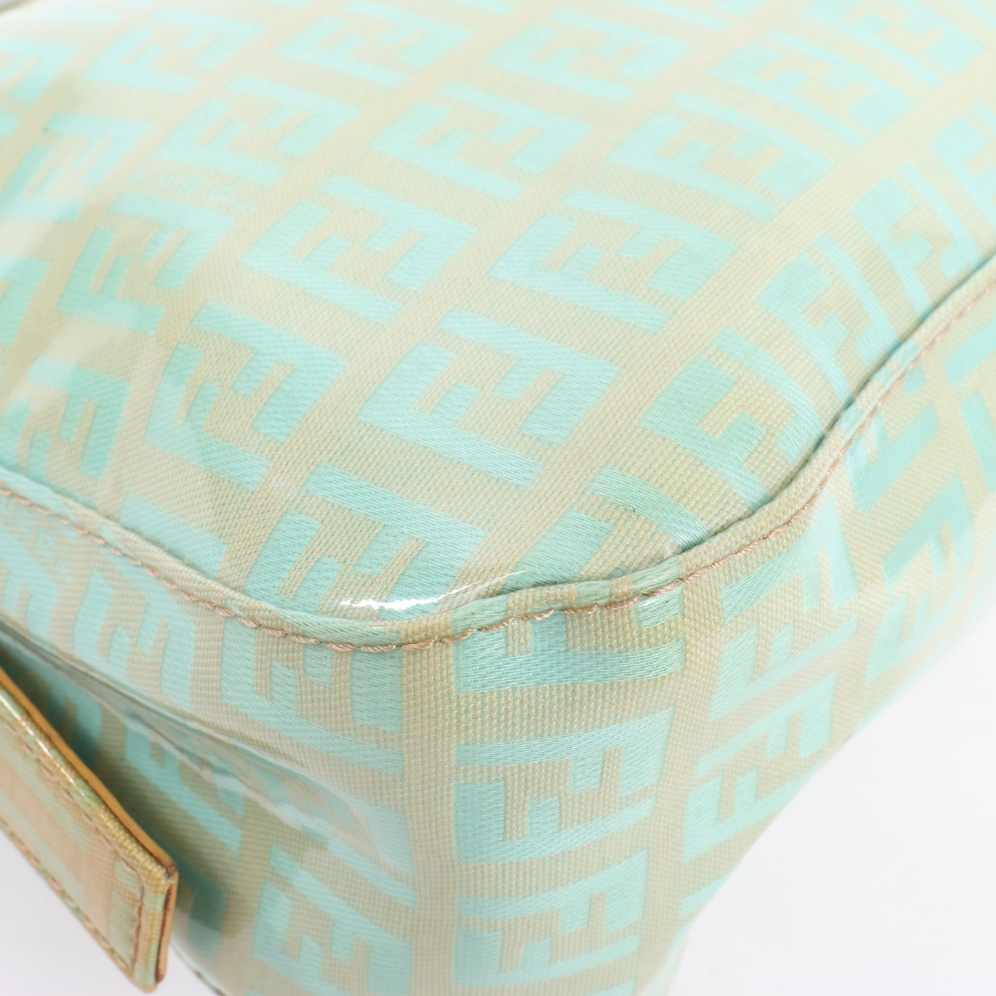 FENDI Baguette Zucchino Coating Canvas Shoulder bag in Green