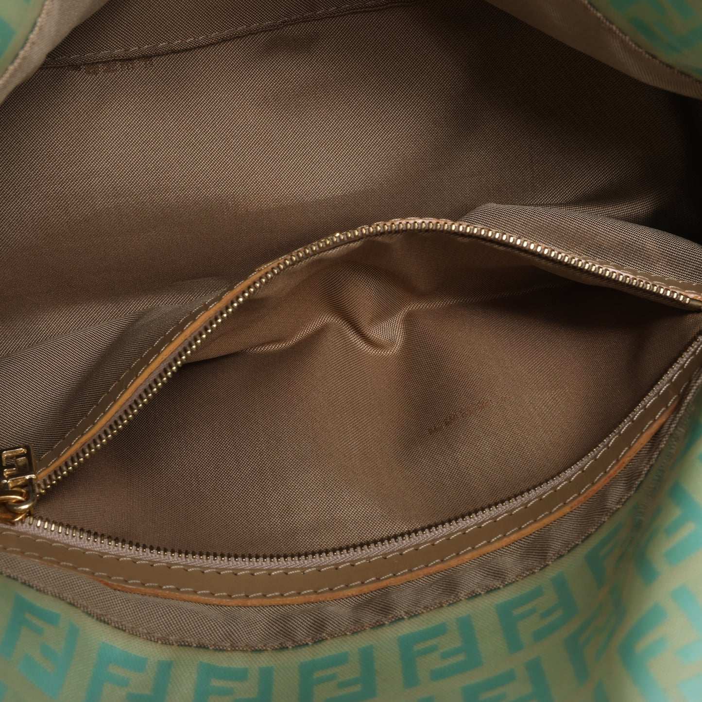 FENDI Baguette Zucchino Coating Canvas Shoulder bag in Green