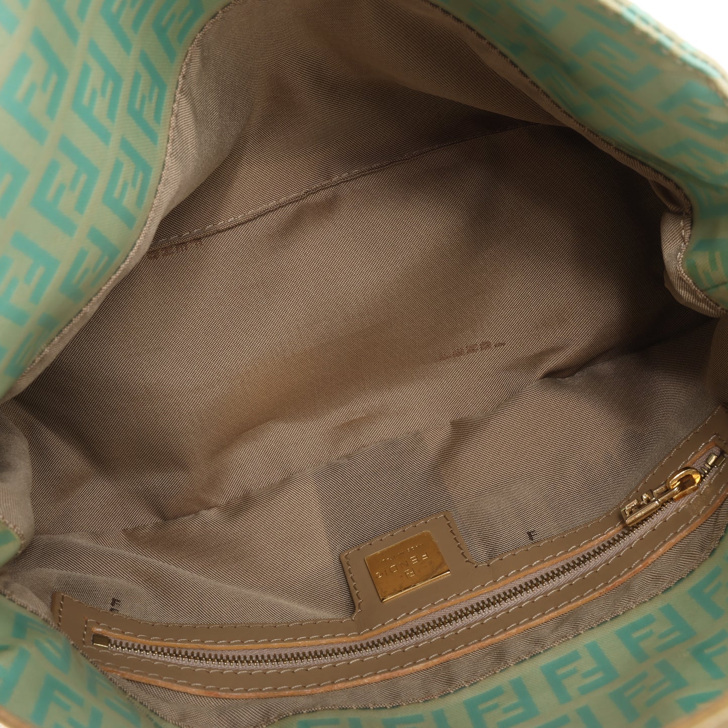 FENDI Baguette Zucchino Coating Canvas Shoulder bag in Green