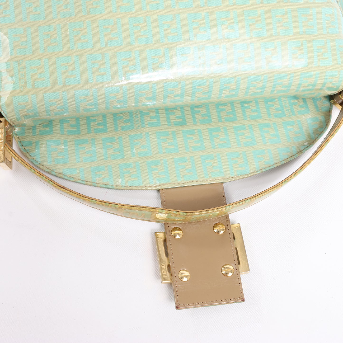 FENDI Baguette Zucchino Coating Canvas Shoulder bag in Green