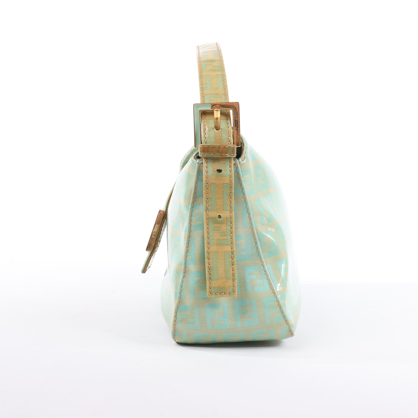 FENDI Baguette Zucchino Coating Canvas Shoulder bag in Green