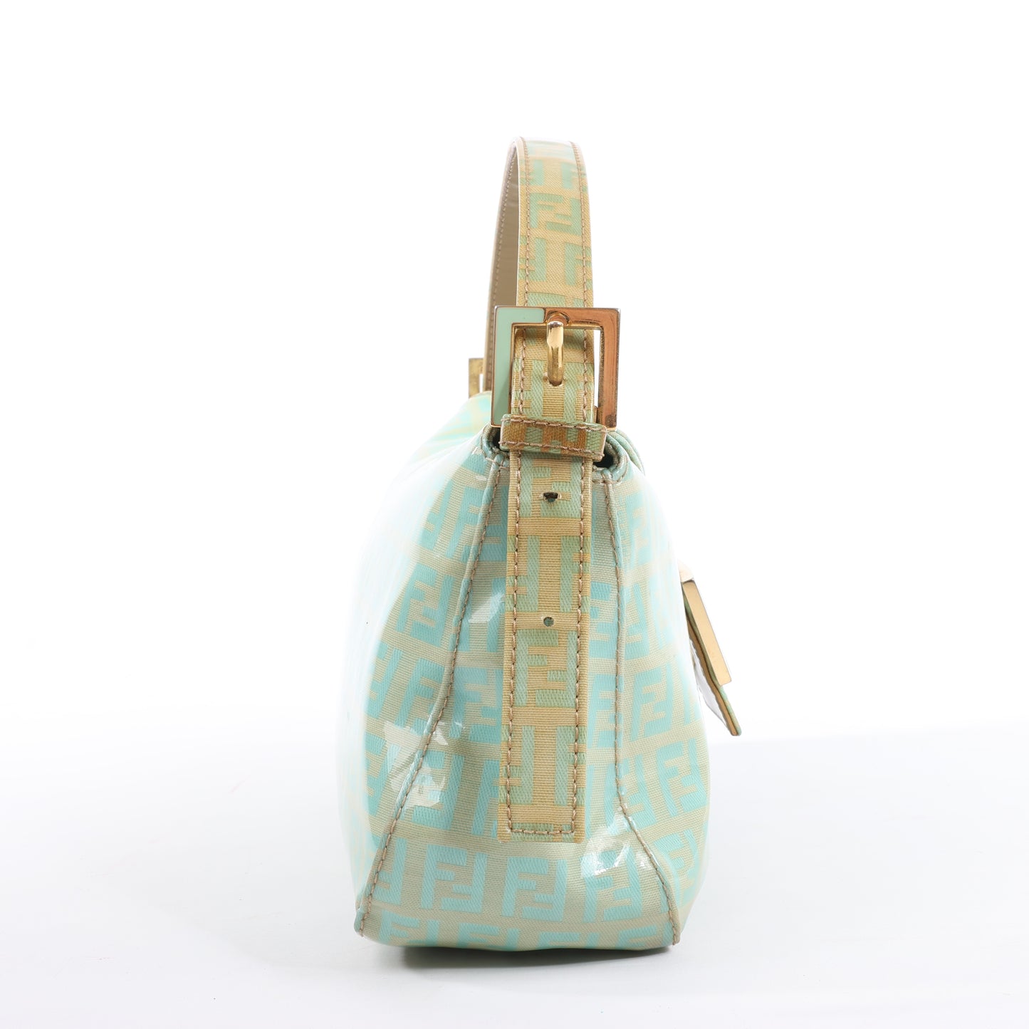 FENDI Baguette Zucchino Coating Canvas Shoulder bag in Green