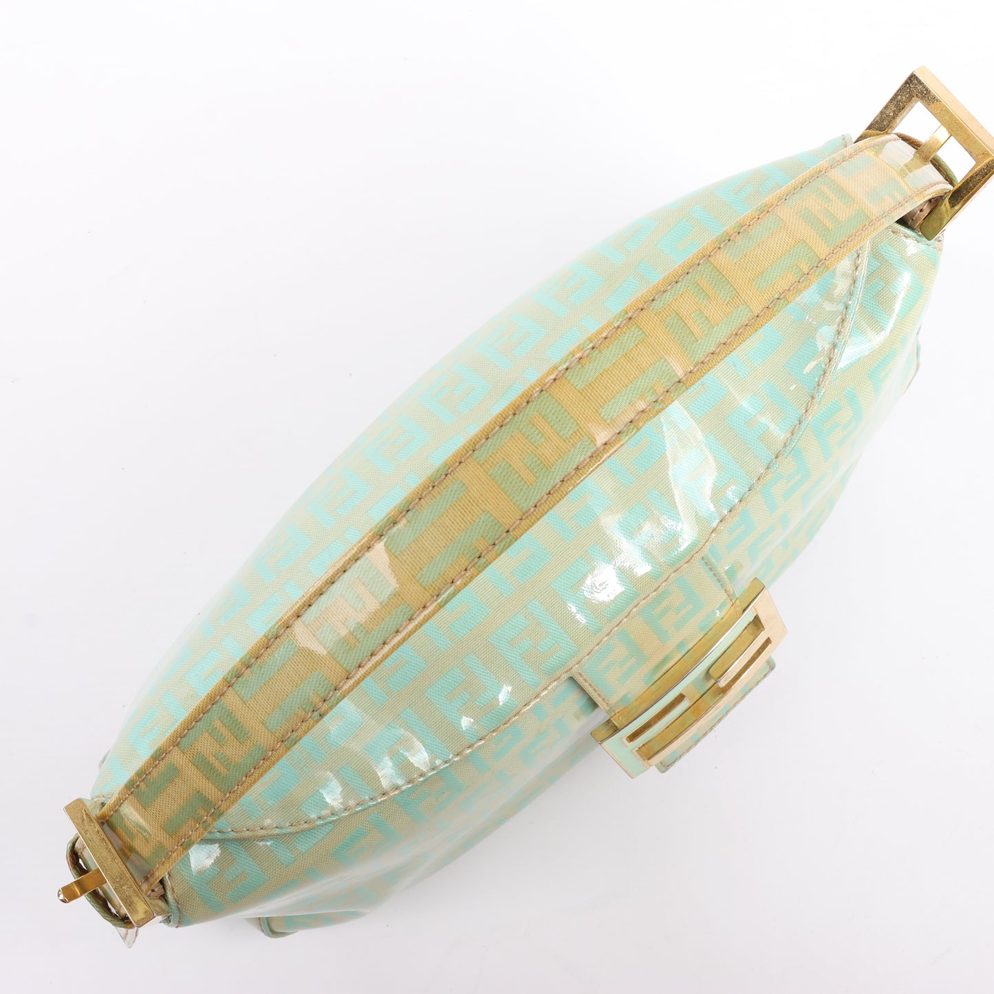 FENDI Baguette Zucchino Coating Canvas Shoulder bag in Green