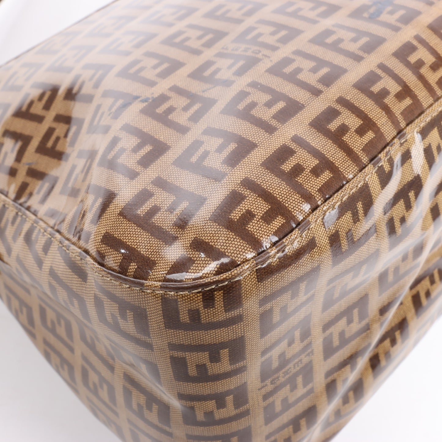 Sac à bandoulière FENDI Zucchino Mamma Baguette en émail marron 26325