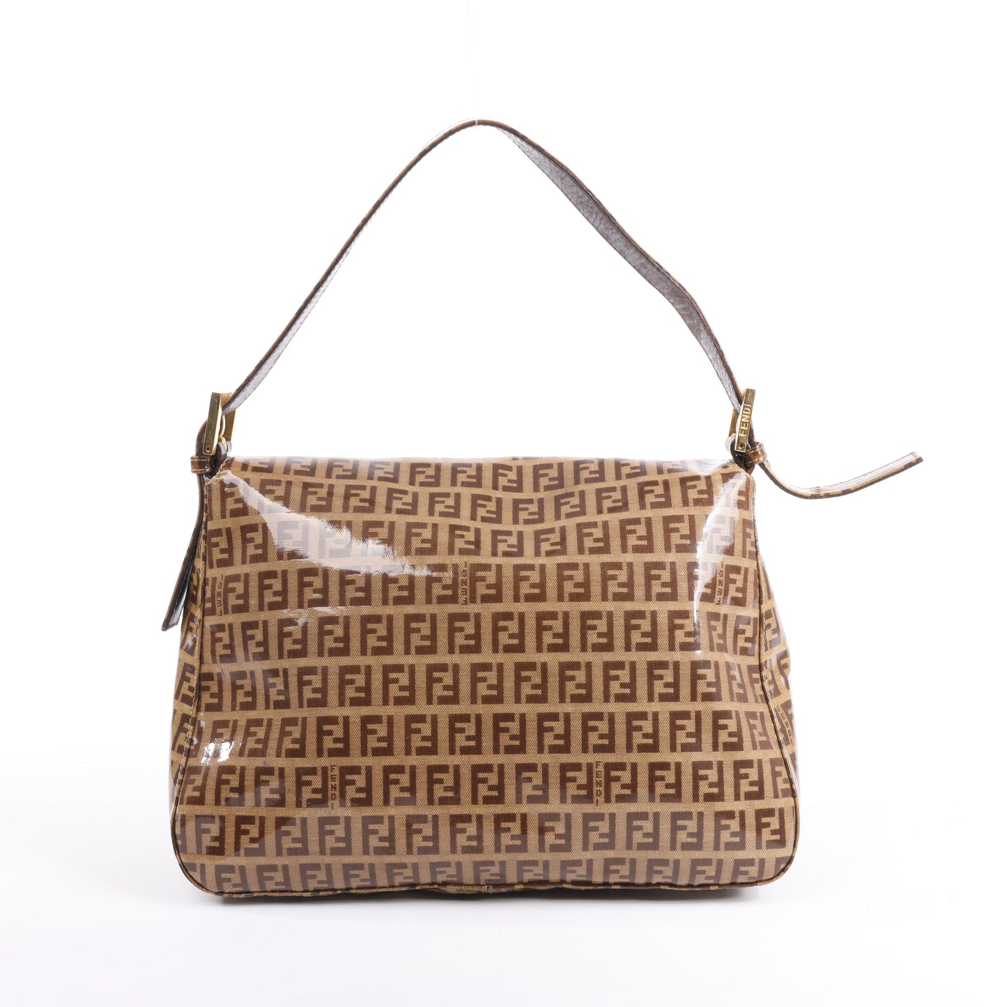 Sac à bandoulière FENDI Zucchino Mamma Baguette en émail marron 26325