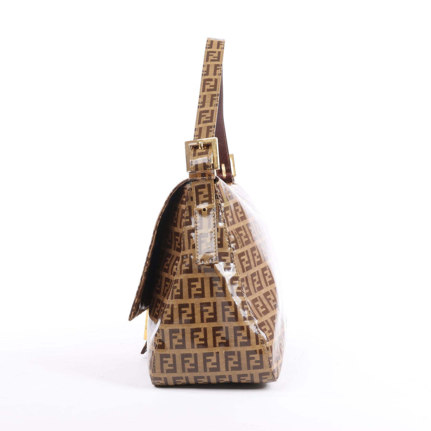 Sac à bandoulière FENDI Zucchino Mamma Baguette en émail marron 26325