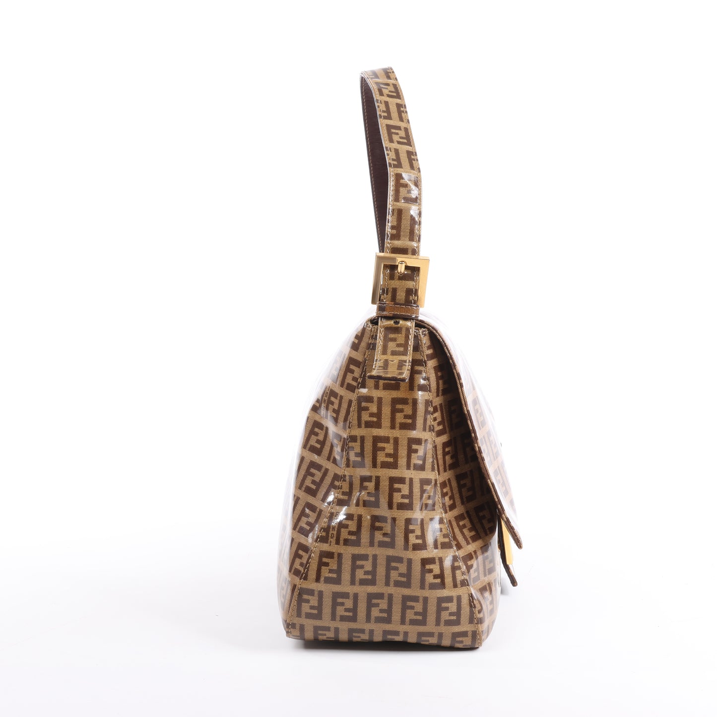 Sac à bandoulière FENDI Zucchino Mamma Baguette en émail marron 26325