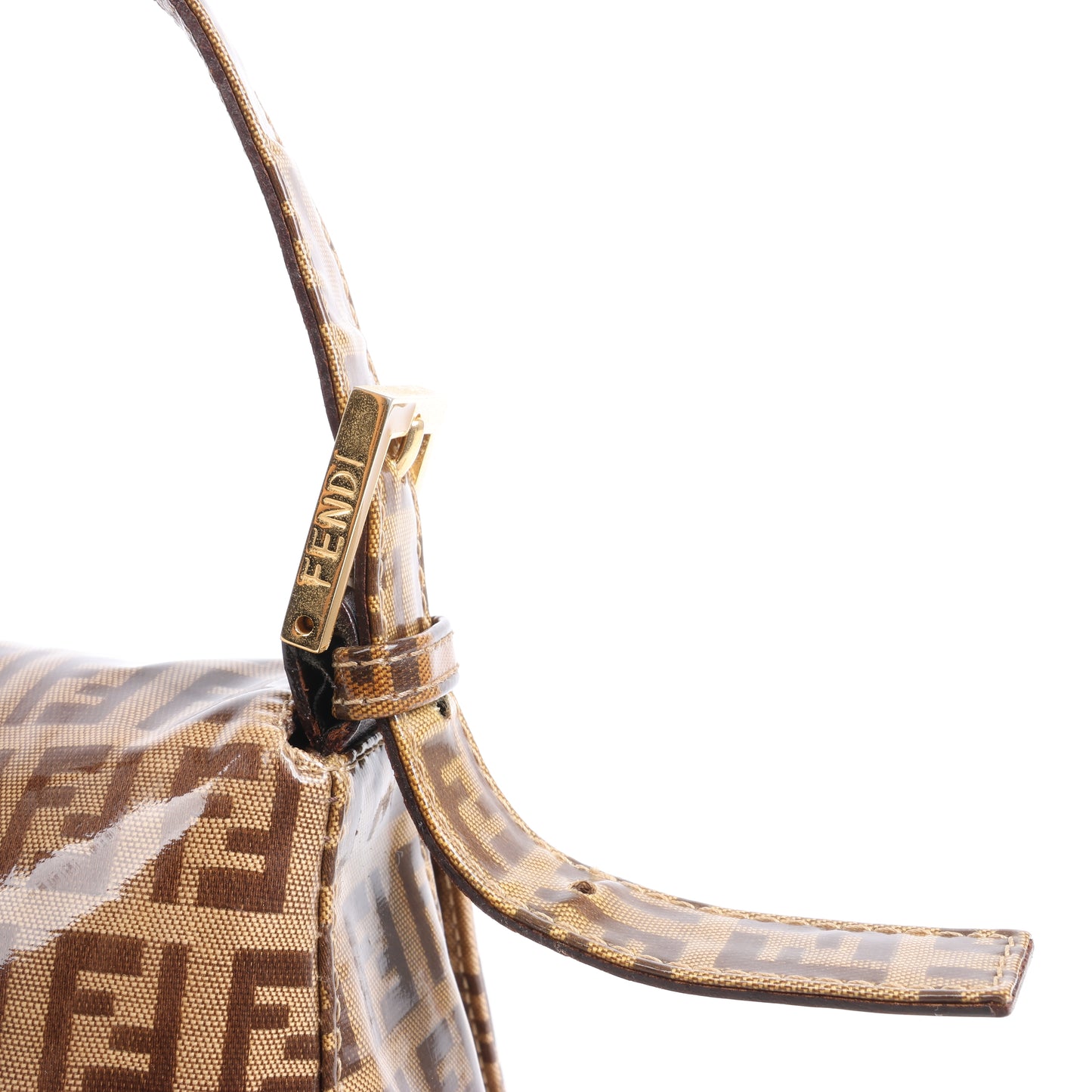 Sac à bandoulière FENDI Zucchino Mamma Baguette en émail marron 26325