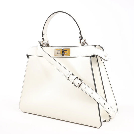 Fendi x Marc Jacobs Peekaboo ICU Co., Ltd. Medium Leather 2Way Handbag in White 8BN321