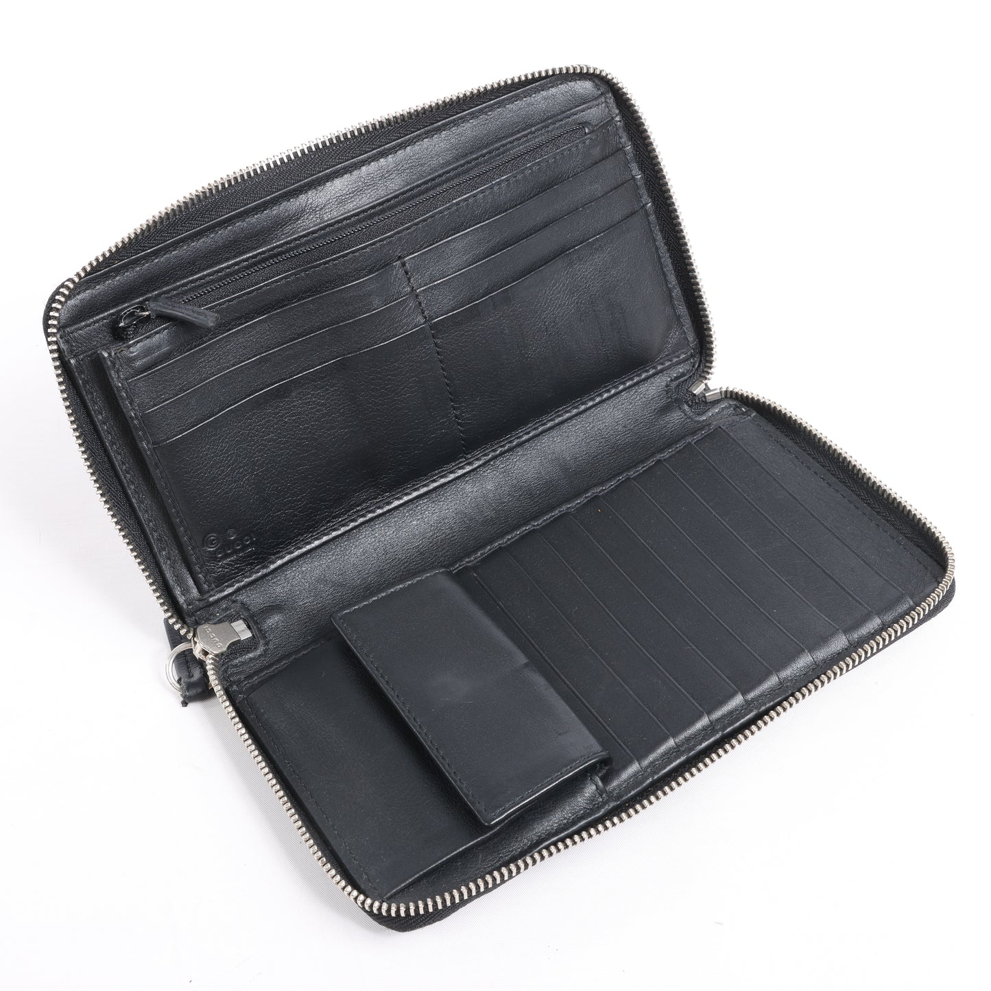 Grand portefeuille zippé Gucci Microguccissima noir