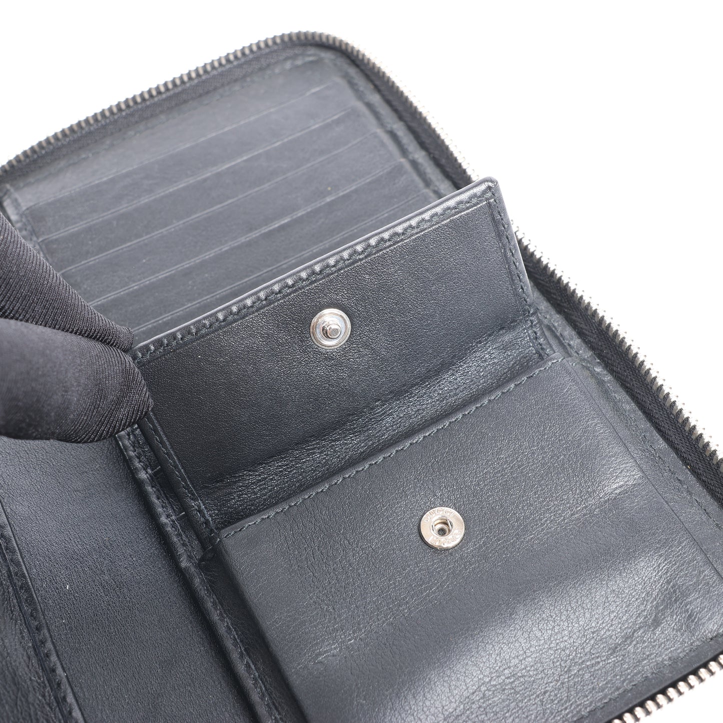 Grand portefeuille zippé Gucci Microguccissima noir