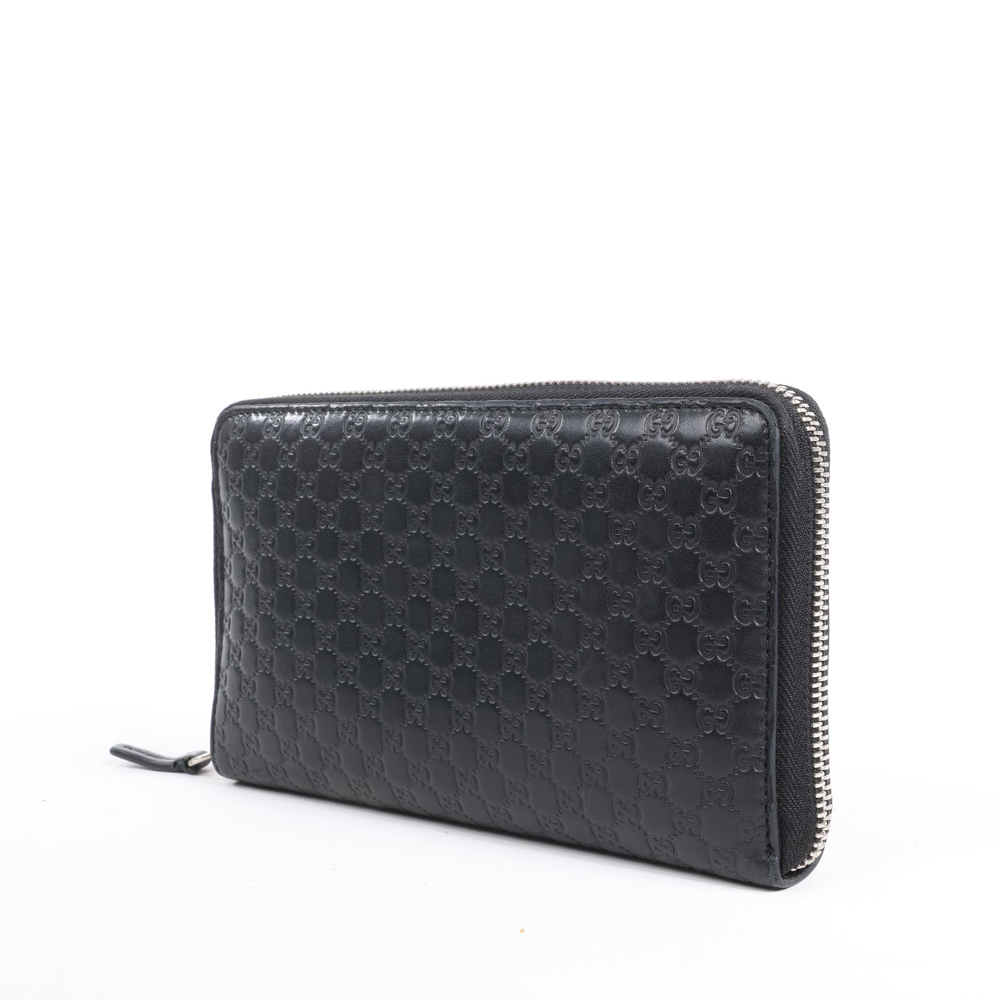 Grand portefeuille zippé Gucci Microguccissima noir