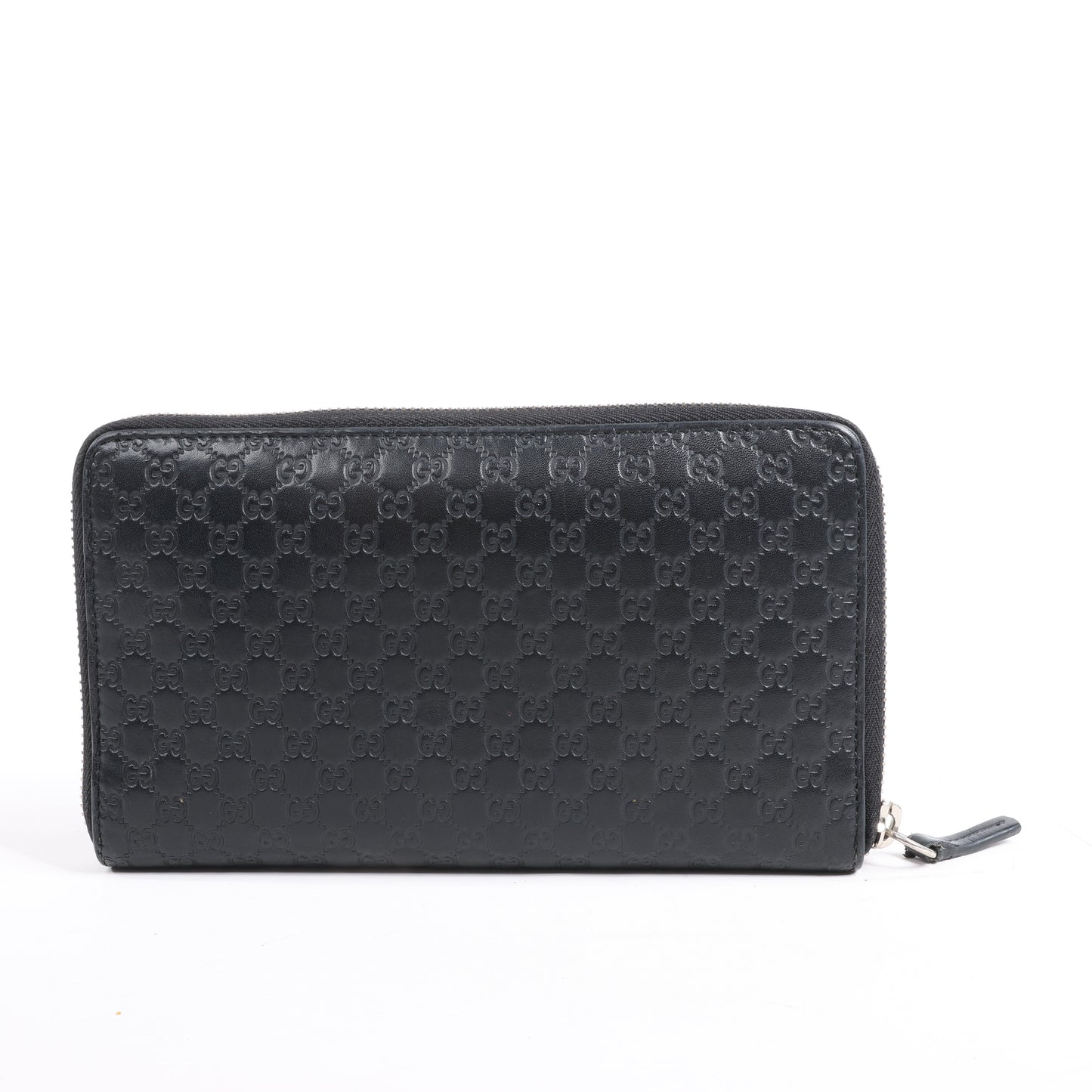 Grand portefeuille zippé Gucci Microguccissima noir