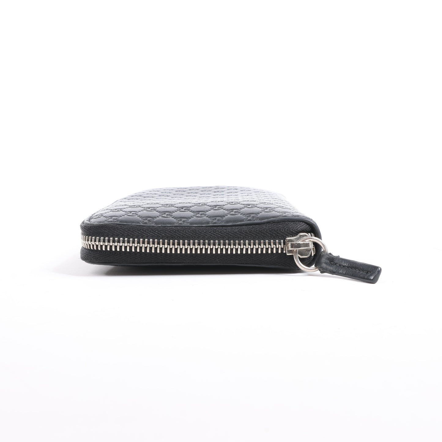Grand portefeuille zippé Gucci Microguccissima noir