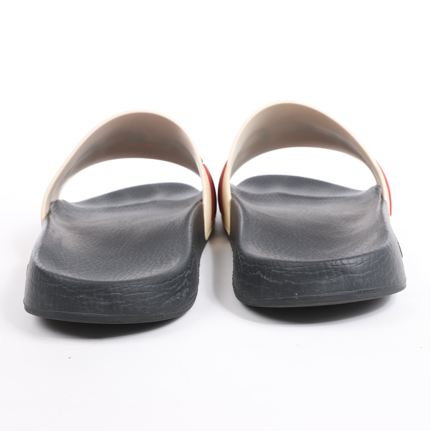 Gucci Pursuit Slides Sandals, Beige/Black/Red, Size 46