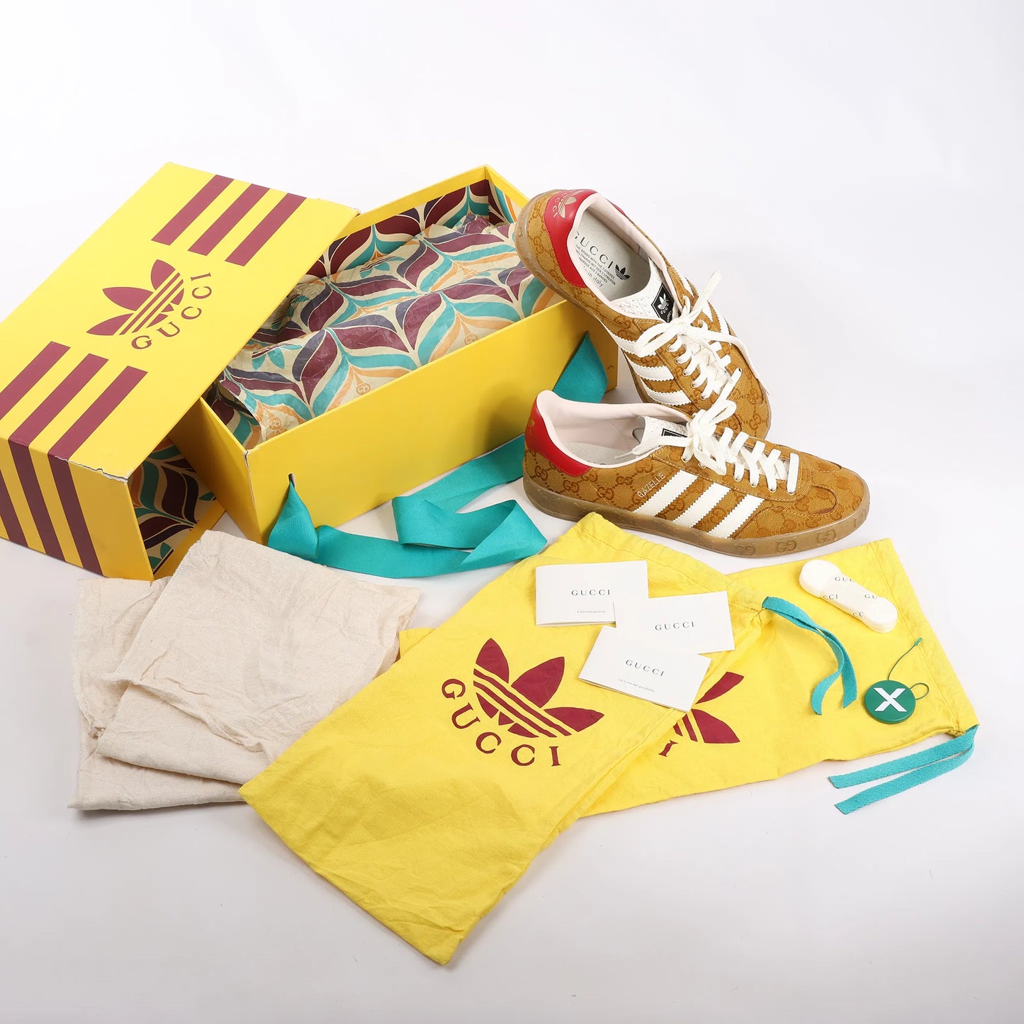 Gucci x Adidas Gazelle GG Canvas Sneakers in Brown HQ8850, Size 43 EU