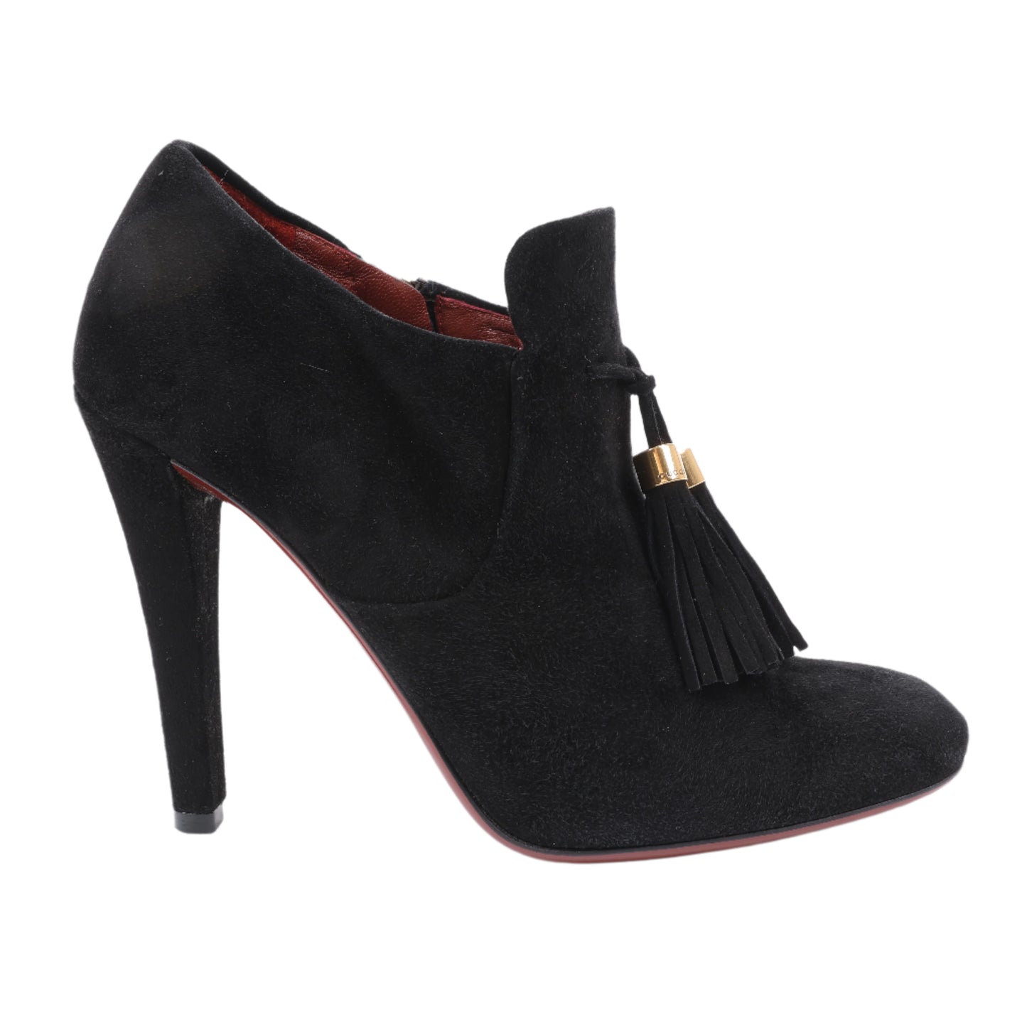 Gucci Black Suede Tasseled Ankle Boots - Size 37.5 EU 298169