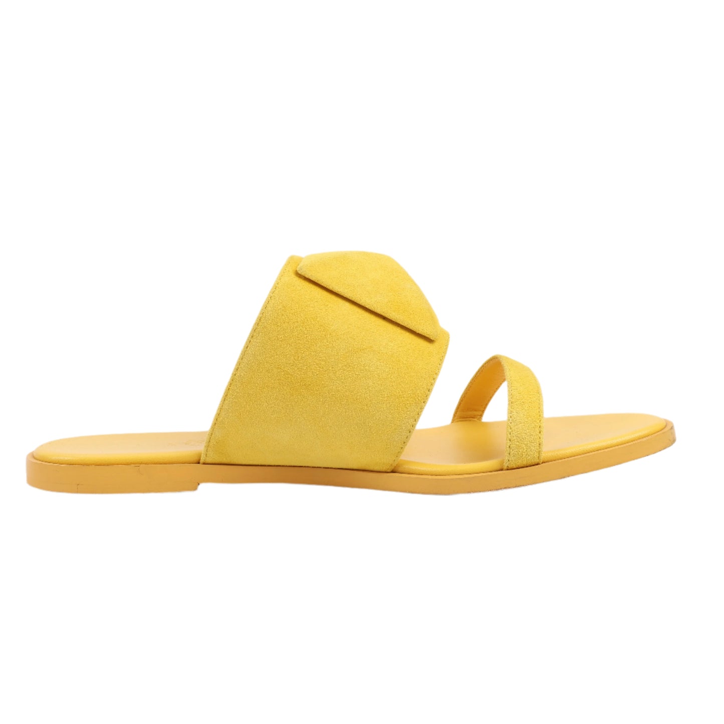 HERMES Kaia Wildledersandalen in Gelbgold, Größe 36,5 EU