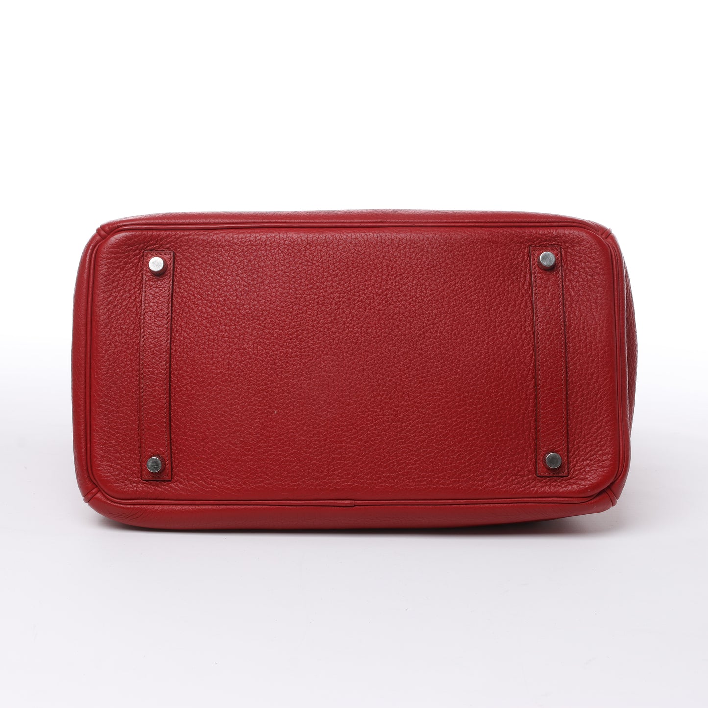 HERMES Birkin 35 Taurillon Clemence Rouge Garance Silver Metal Fittings □M: 2009