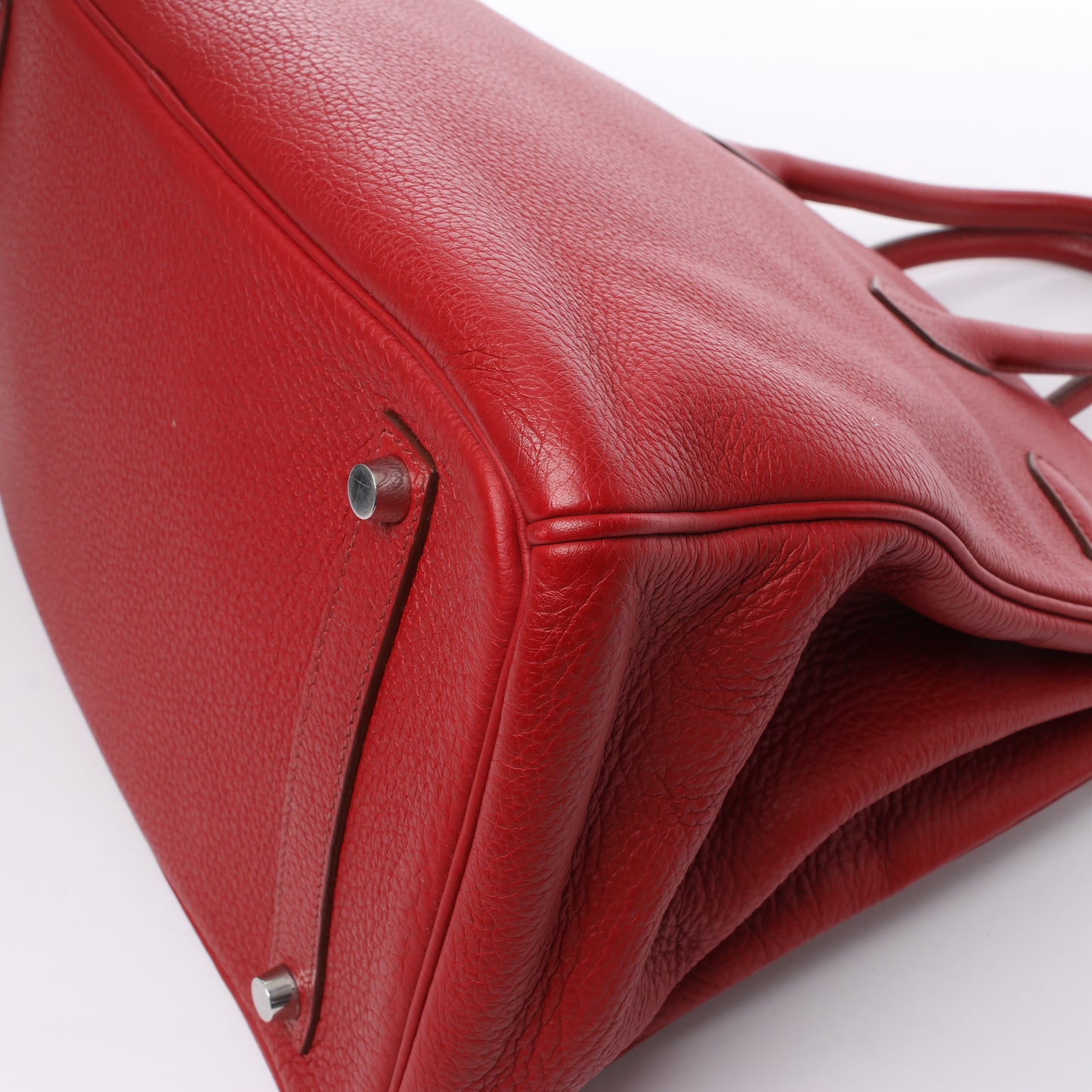 HERMES Birkin 35 Taurillon Clemence Rouge Garance Silver Metal Fittings □M: 2009