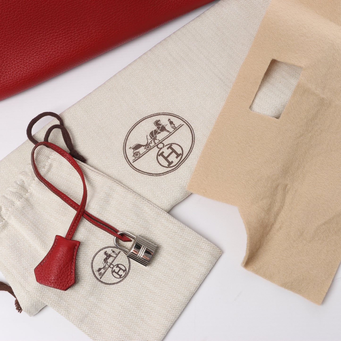 HERMES Birkin 35 Taurillon Clemence Rouge Garance Silver Metal Fittings □M: 2009