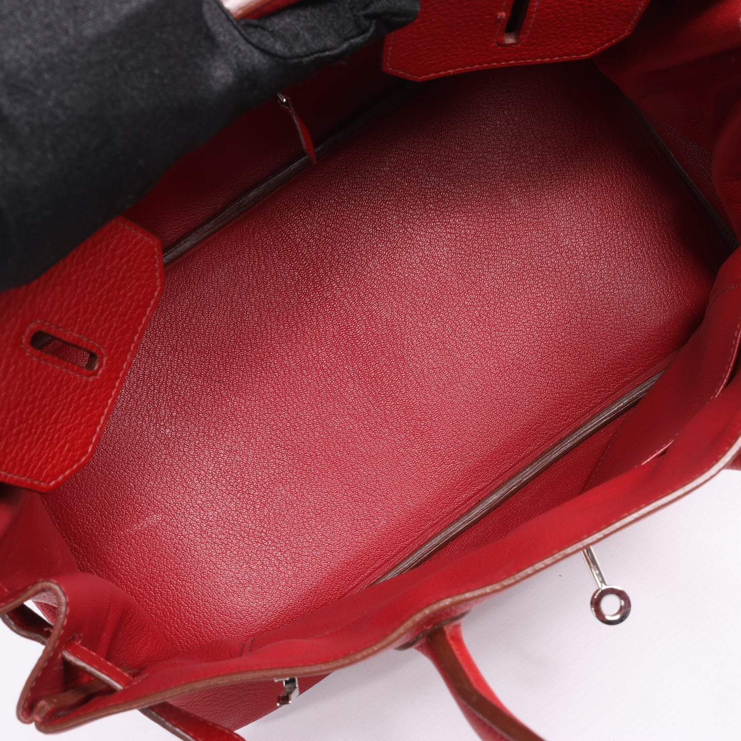 HERMES Birkin 35 Taurillon Clemence Rouge Garance Silver Metal Fittings □M: 2009