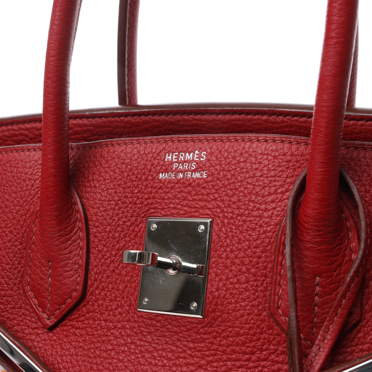 HERMES Birkin 35 Taurillon Clemence Rouge Garance Silver Metal Fittings □M: 2009