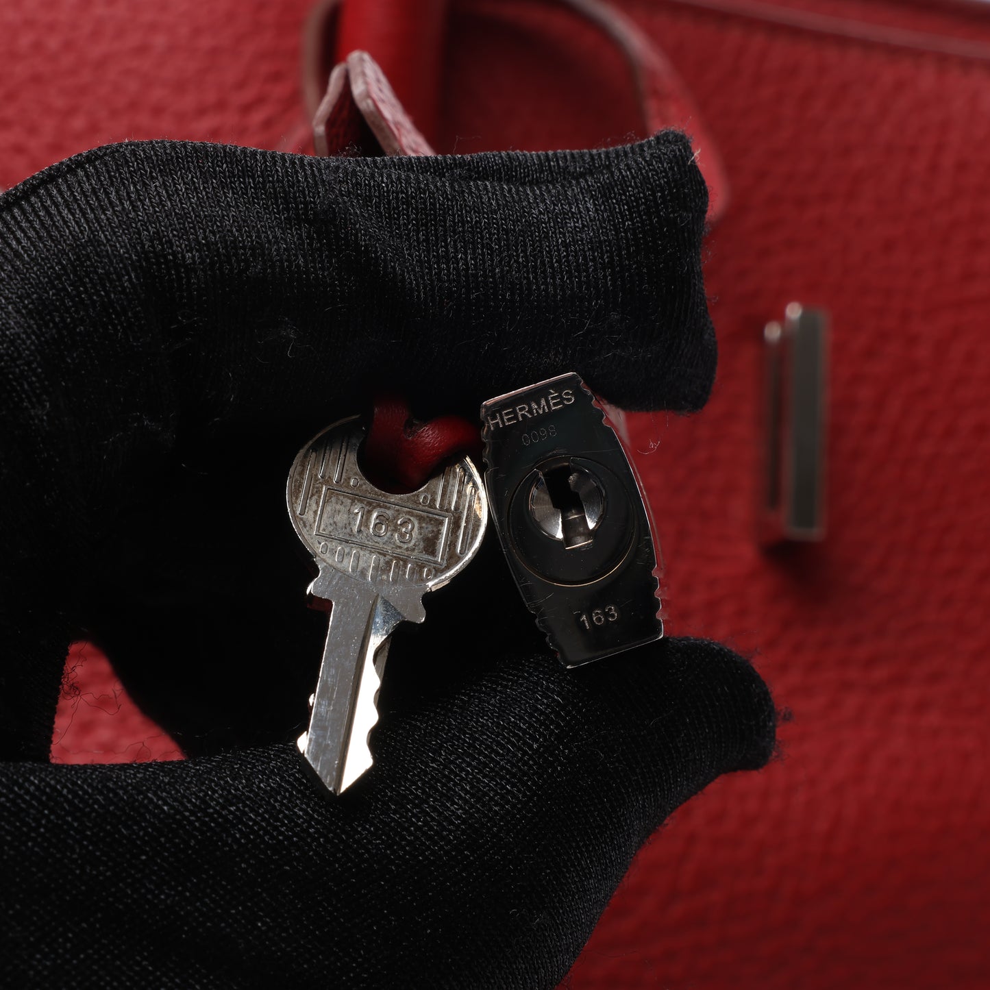 HERMES Birkin 35 Taurillon Clemence Rouge Garance Silver Metal Fittings □M: 2009